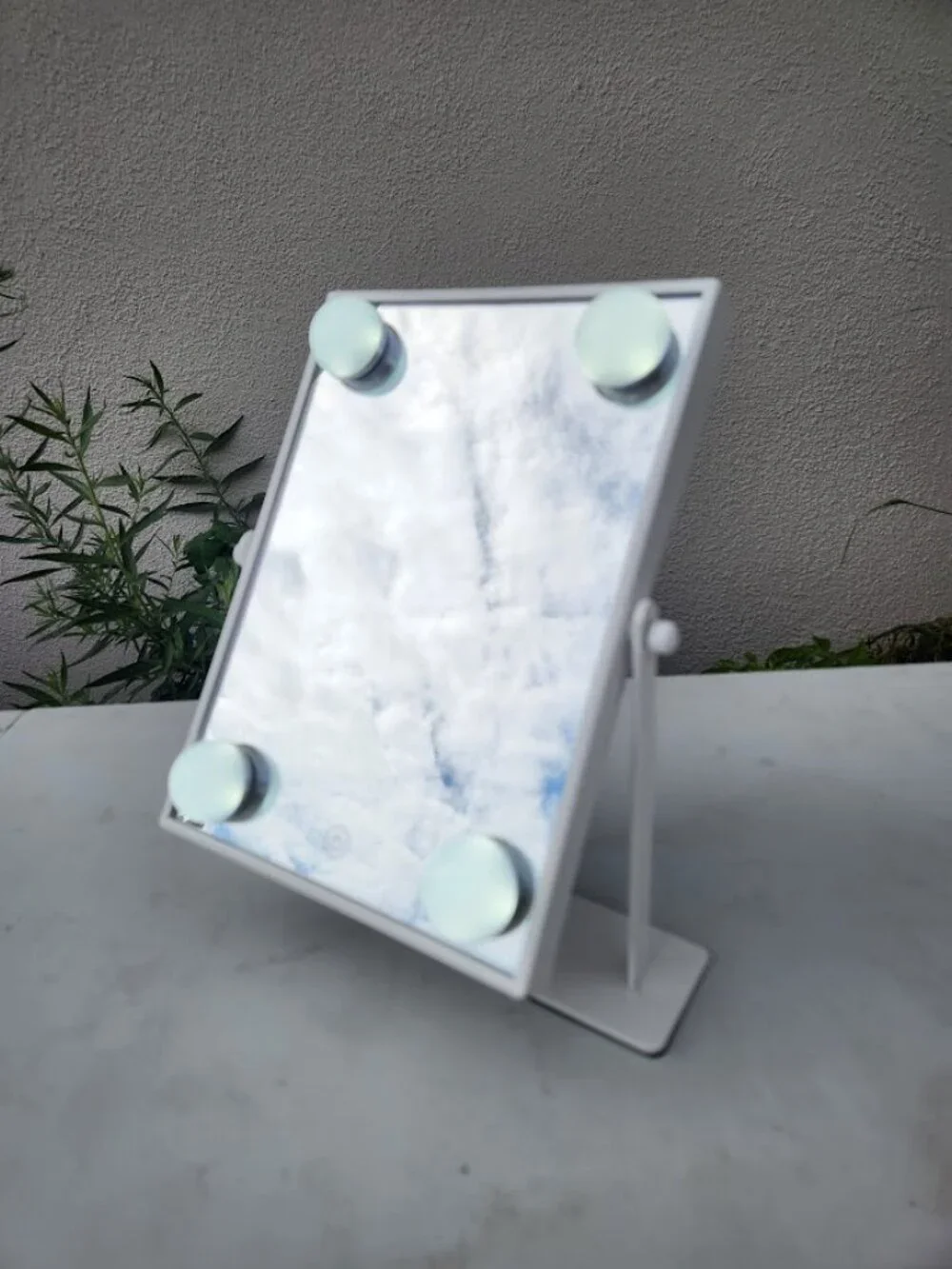Slim LED Lighted Light Vanity Makeup Mirror White with Lights Tilt Danielle Crea